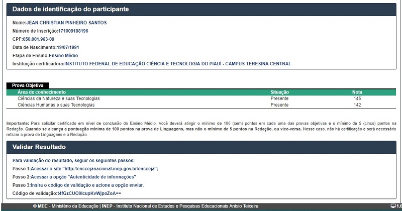 Resultado Encceja 2022
